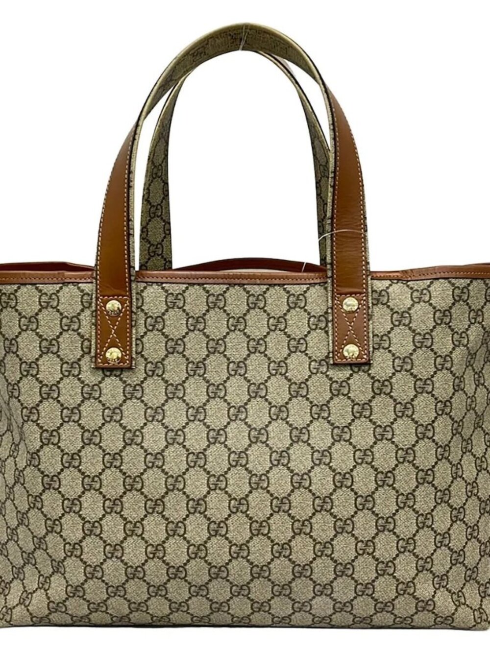 GUCCI GG Plus GG Supreme/Shelly (Web) 211134 Beige Dark Brown Multi PVC Leather - Picture 3 of 14